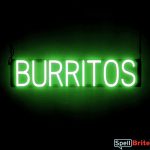 BURRITOS sign, featuring LED lights that look like neon BURRITOS signs