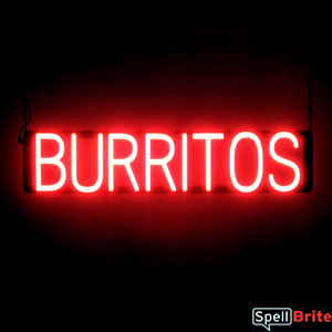 BURRITOS LED illuminated signage that is an alternative to neon signs for your restaurant