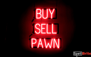 BUY SELL PAWN LED Sign in Red, Neon Look