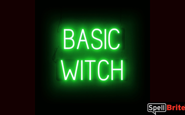 BASIC WITCH Sign – SpellBrite’s LED Sign Alternative to Neon BASIC WITCH Signs for Halloween and Other Holidays in Green