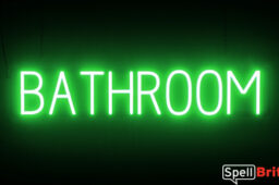 BATHROOM Sign – SpellBrite’s LED Sign Alternative to Neon BATHROOM Signs for Businesses in Green