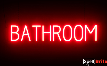 BATHROOM Sign – SpellBrite’s LED Sign Alternative to Neon BATHROOM Signs for Businesses in Red
