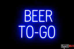 BEER TO GO sign, featuring LED lights that look like neon BEER TO GO signs