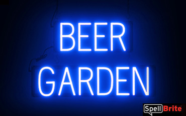 Beer Garden sign, featuring LED lights that look like neon Beer Garden signs