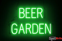 Beer Garden sign, featuring LED lights that look like neon Beer Garden signs
