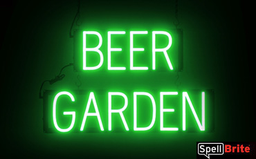 Beer Garden sign, featuring LED lights that look like neon Beer Garden signs