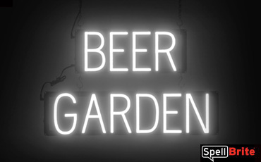 Beer Garden sign, featuring LED lights that look like neon Beer Garden signs