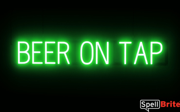 BEER ON TAP sign, featuring LED lights that look like neon BEER ON TAP signs