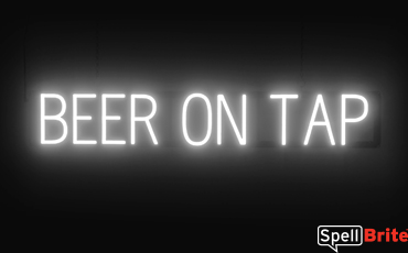 BEER ON TAP Sign – SpellBrite’s LED Sign Alternative to Neon BEER ON TAP Signs for Bars and Pubs in White