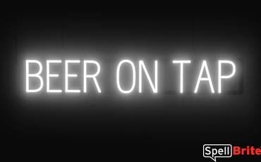 BEER ON TAP sign, featuring LED lights that look like neon BEER ON TAP signs