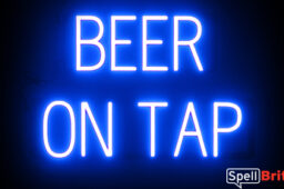 BEER ON TAP sign, featuring LED lights that look like neon BEER ON TAP signs