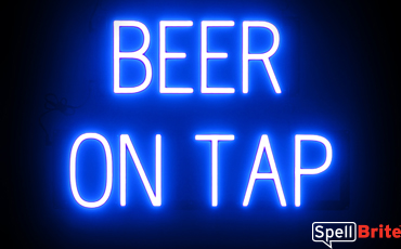 BEER ON TAP sign, featuring LED lights that look like neon BEER ON TAP signs