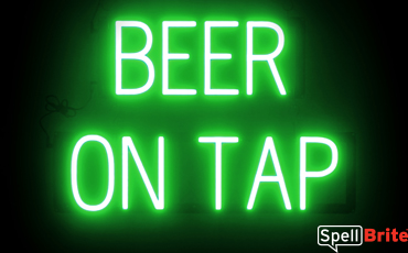 BEER ON TAP sign, featuring LED lights that look like neon BEER ON TAP signs