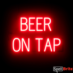 Neon-Like Red LED BEER ON TAP 2 Row Sign