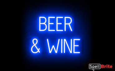 BEER AND WINE sign, featuring LED lights that look like neon BEER AND WINE signs