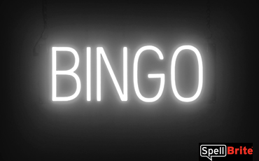 BINGO Sign – SpellBrite’s LED Sign Alternative to Neon BINGO Signs for Businesses in White