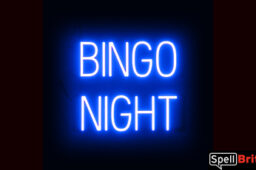 BINGO NIGHT sign, featuring LED lights that look like neon BINGO NIGHT signs