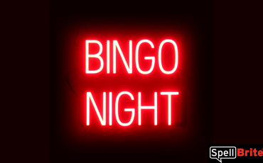 BINGO NIGHT Sign – SpellBrite’s LED Sign Alternative to Neon BINGO NIGHT Signs for Bars in Red