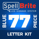 77-piece neon sign kit, featuring LED letters to build different sign messages