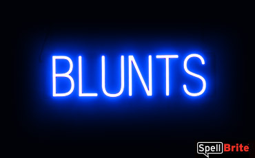 BLUNTS sign, featuring LED lights that look like neon BLUNT signs