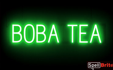 BOBA TEA sign, featuring LED lights that look like neon BOBA TEA signs
