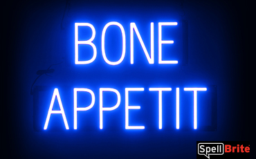 BONE APPETIT Sign – SpellBrite’s LED Sign Alternative to Neon BONE APPETIT Signs for Halloween and Other Holidays in Blue