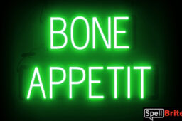 BONE APPETIT Sign – SpellBrite’s LED Sign Alternative to Neon BONE APPETIT Signs for Halloween and Other Holidays in Green