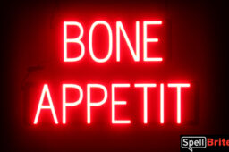 BONE APPETIT Sign – SpellBrite’s LED Sign Alternative to Neon BONE APPETIT Signs for Halloween and Other Holidays in Red