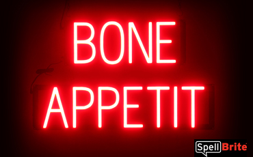 BONE APPETIT Sign – SpellBrite’s LED Sign Alternative to Neon BONE APPETIT Signs for Halloween and Other Holidays in Red