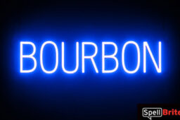 BOURBON sign, featuring LED lights that look like neon BOURBON signs