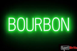 BOURBON sign, featuring LED lights that look like neon BOURBON signs