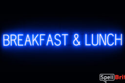 BREAKFAST LUNCH sign, featuring LED lights that look like neon BREAKFAST LUNCH signs