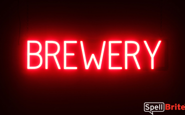 BREWERY sign, featuring LED lights that look like neon BREWERY signs