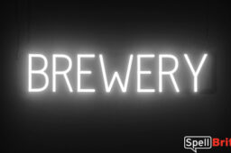 BREWERY sign, featuring LED lights that look like neon BREWERY signs