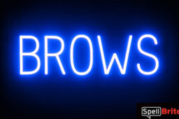 BROWS sign, featuring LED lights that look like neon brow signs