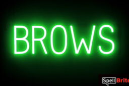 BROWS sign, featuring LED lights that look like neon brow signs