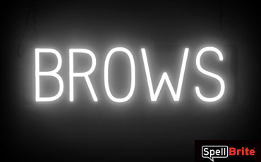 BROWS sign, featuring LED lights that look like neon brow signs