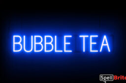 Bubble Tea sign, featuring LED lights that look like neon Bubble Tea signs
