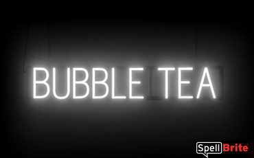 Bubble Tea sign, featuring LED lights that look like neon Bubble Tea signs