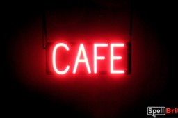 CAFE sign, featuring LED lights that look like neon CAFE signs