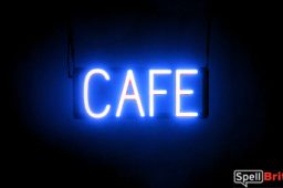 CAFE sign, featuring LED lights that look like neon CAFE signs