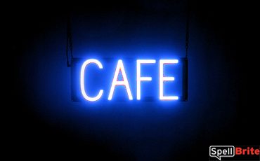 CAFE sign, featuring LED lights that look like neon CAFE signs