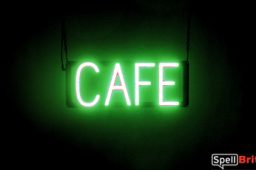 CAFE sign, featuring LED lights that look like neon CAFE signs