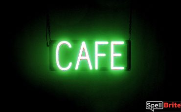 CAFE sign, featuring LED lights that look like neon CAFE signs