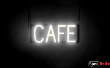 CAFE sign, featuring LED lights that look like neon CAFE signs