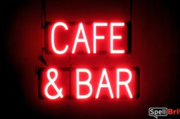 CAFE & BAR sign, featuring LED lights that look like neon CAFE & BAR signs