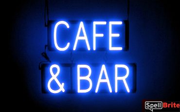 CAFE BAR sign, featuring LED lights that look like neon CAFE BAR signs