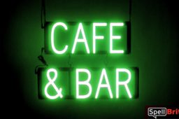 CAFE BAR sign, featuring LED lights that look like neon CAFE BAR signs