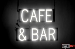 CAFE BAR sign, featuring LED lights that look like neon CAFE BAR signs