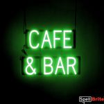 CAFE BAR sign, featuring LED lights that look like neon CAFE BAR signs